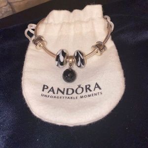 Pandora Sterling Silver Bracelet 7.5 w/charms